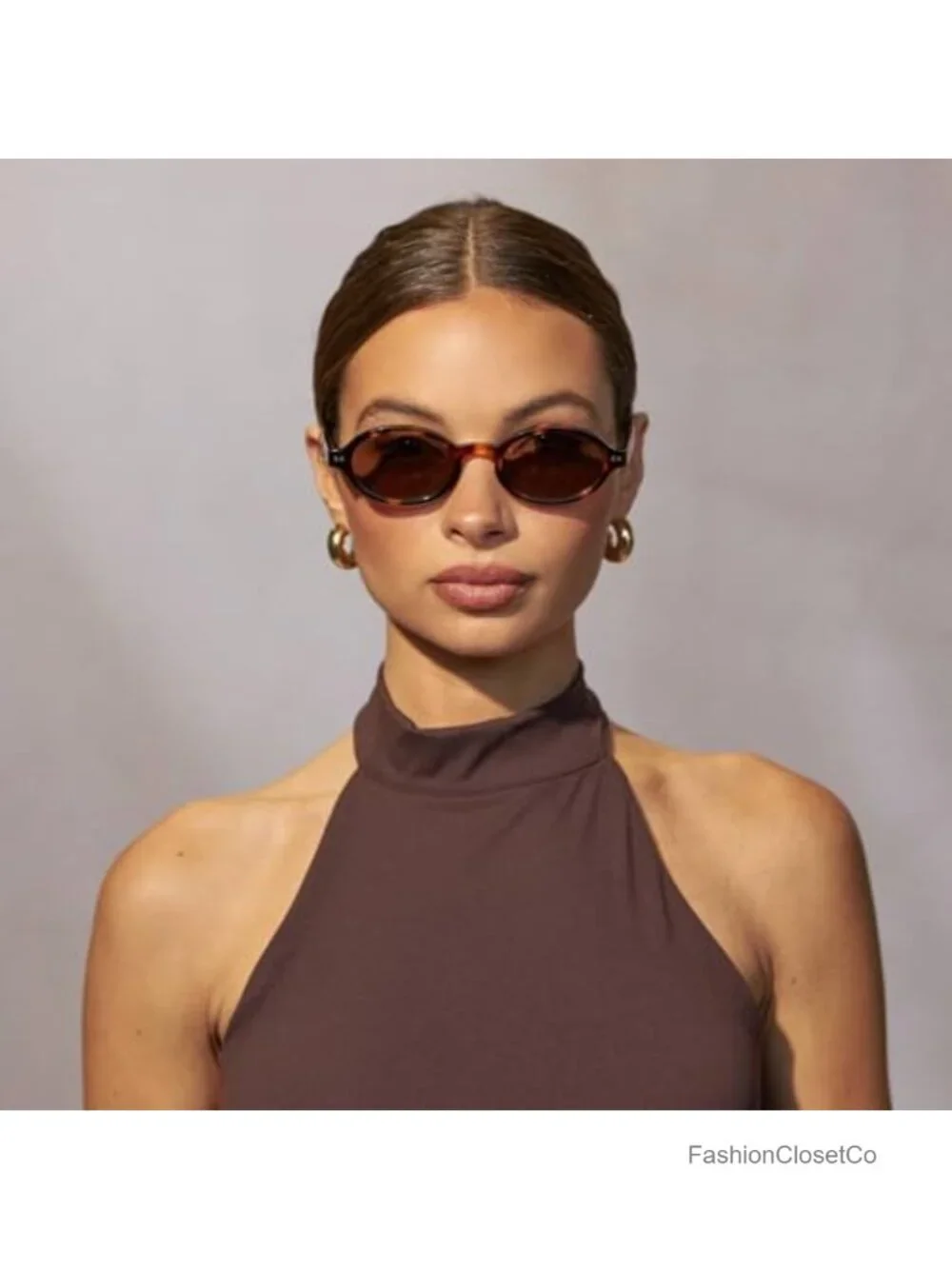 Vintage-Inspired Oval Sunglasses with Lightweight Frame and 100% UV Protection